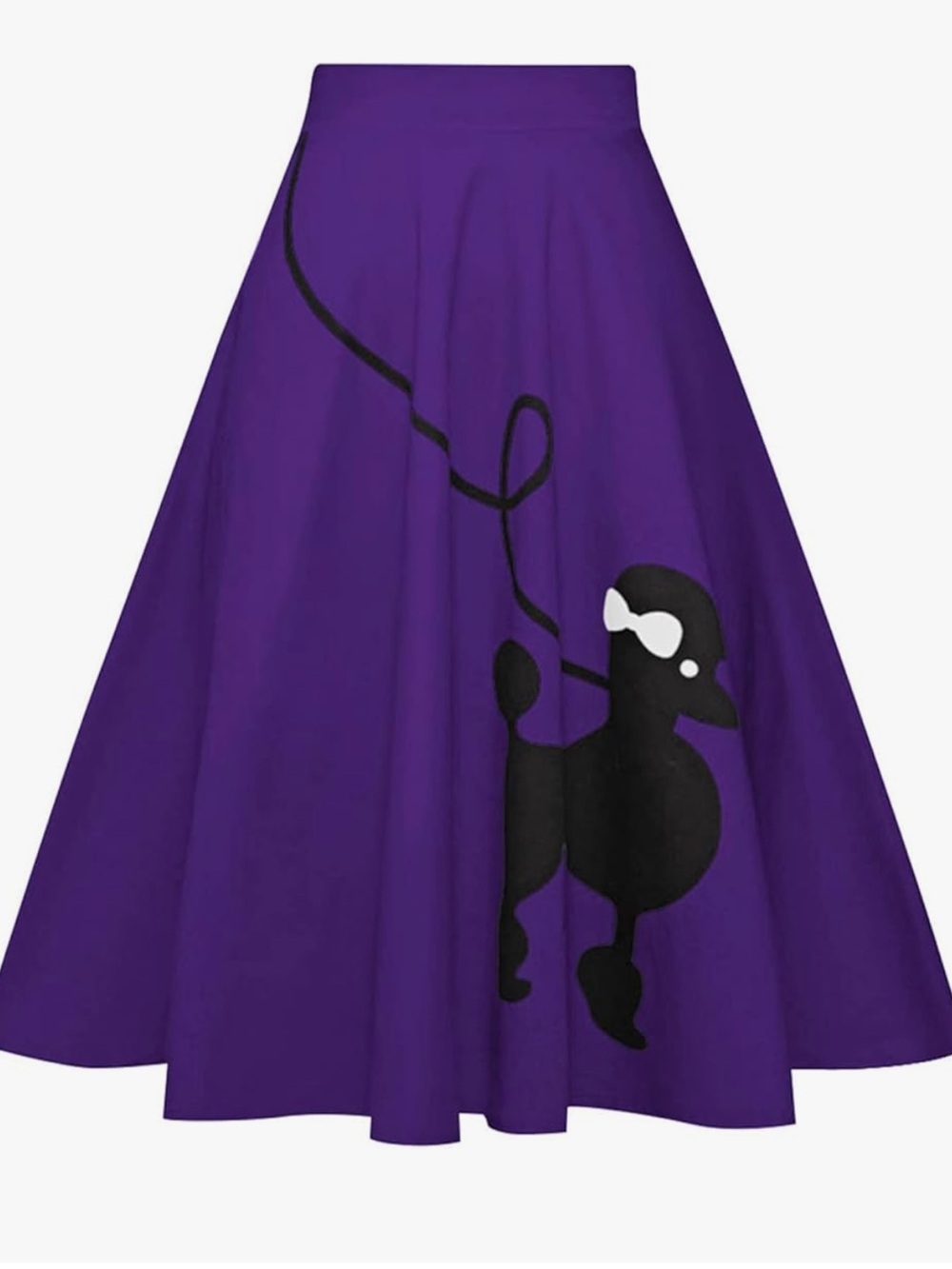 Purple 50s Poodle A-Line Pleated Skirt with Chiffon Scarf